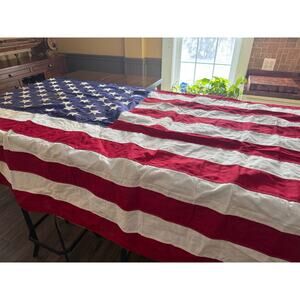 Vintage 5' x 9.5' American Casket Flag -Embroidered Sewn Stars/Stripes